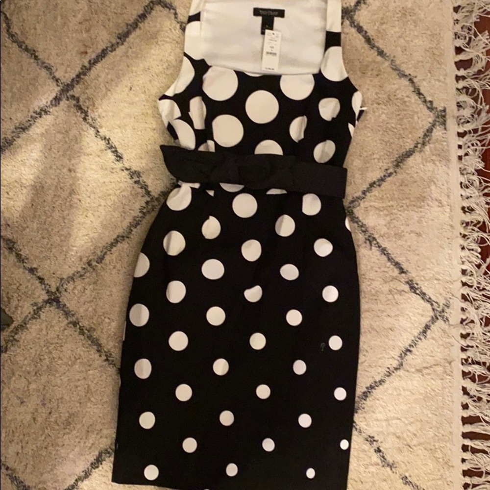 New black with white polka dots dress